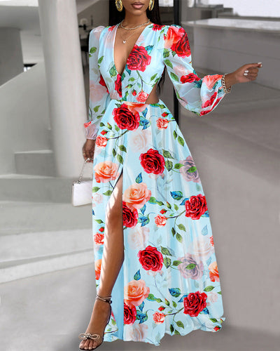 Fashion Hollow Out Printed Dress