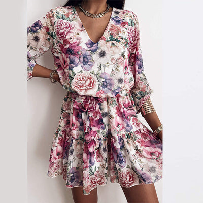 High Waist Printed Dress