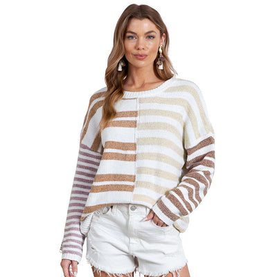 Versatile Striped Printed Sweater