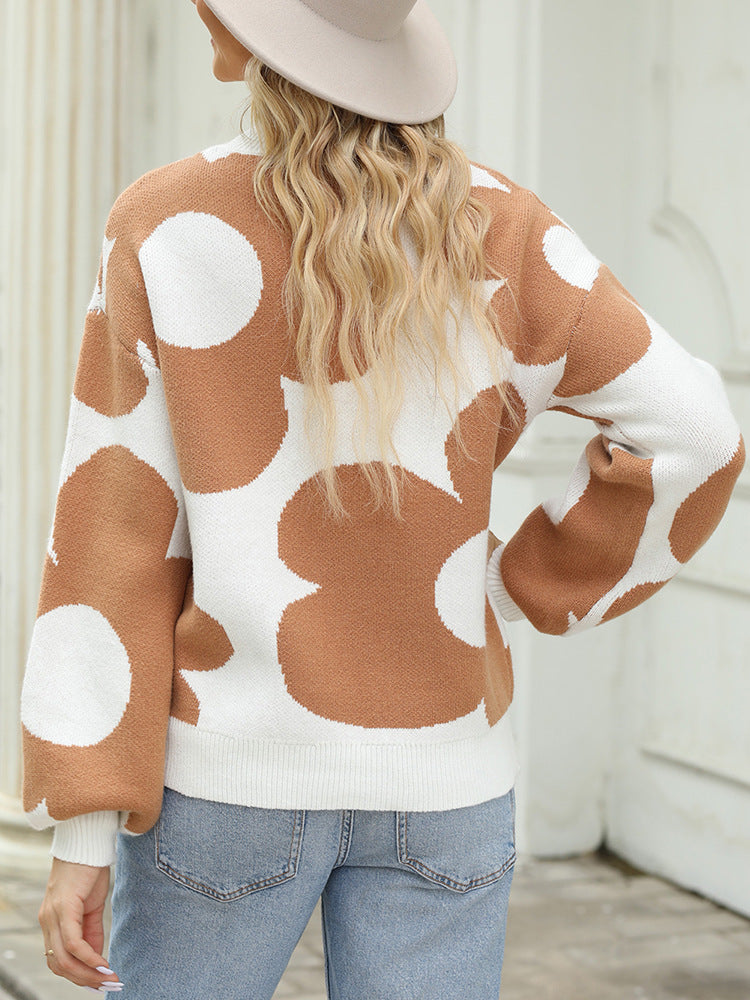Warm Contrast Color Sweater