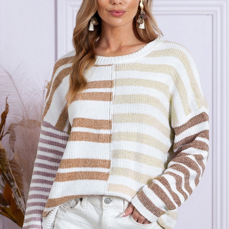Versatile Striped Printed Sweater