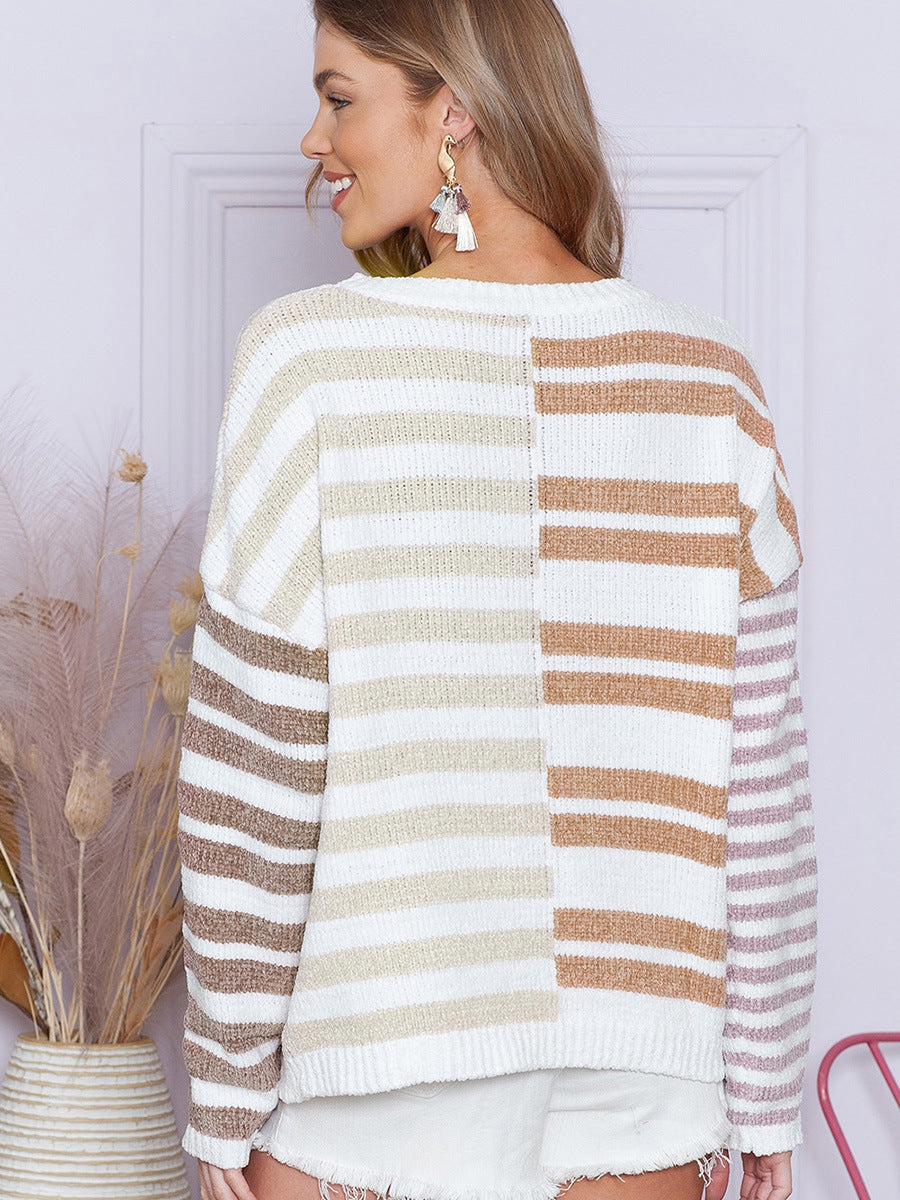 Versatile Striped Printed Sweater
